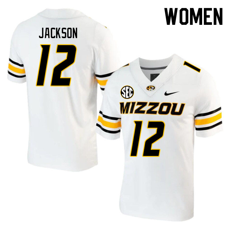 Women #12 DJ Jackson Missouri Tigers College 2023 Football Stitched Jerseys Sale-White